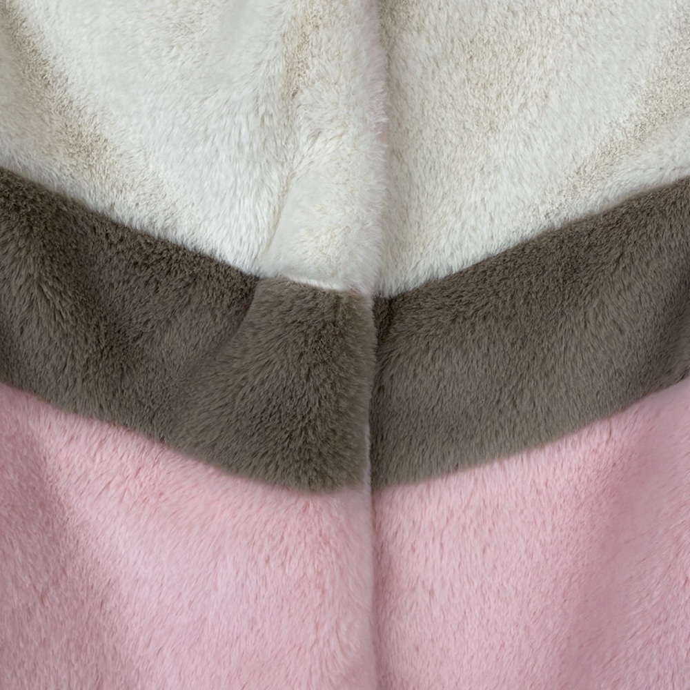 Cat & Jack Stylish Pink Taupe and Ivory Girls Faux Fur Jacket - Size Large 10/12 - Picture 2 of 10
